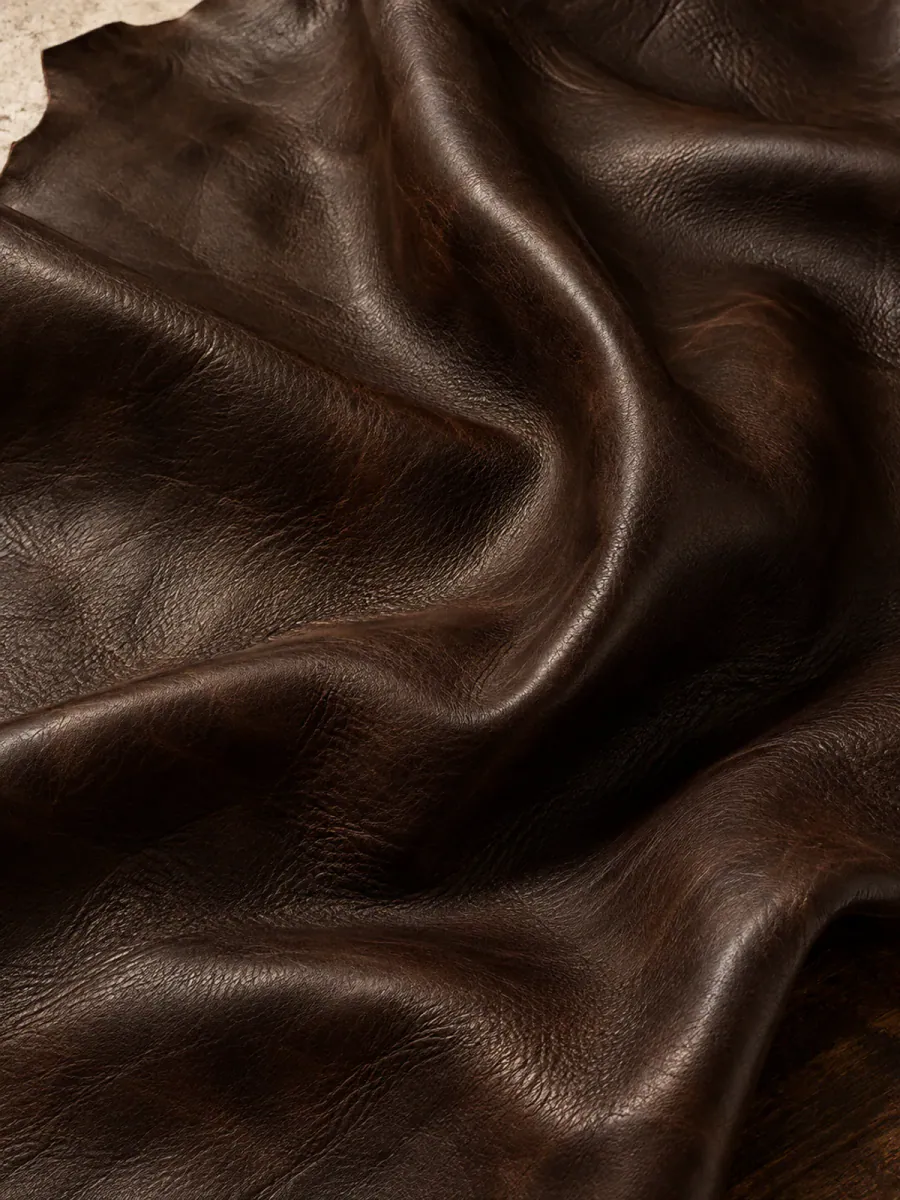 Espresso Brown leather finish in an editorial material study